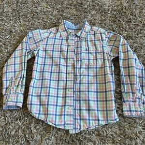 Carters Pink And Blue Plaid Boys Size 7 Button Down Long Sleeve Shirt. Easter